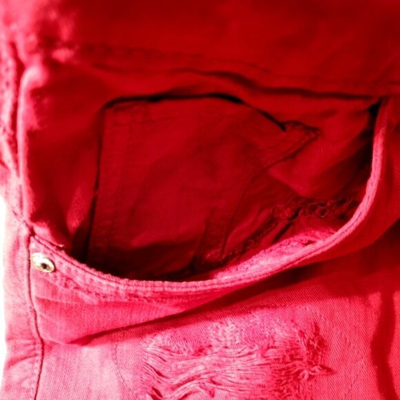 Smoke Rise Men's 34 x 34 Red Distressed Denim Pant - Picture 6 of 16